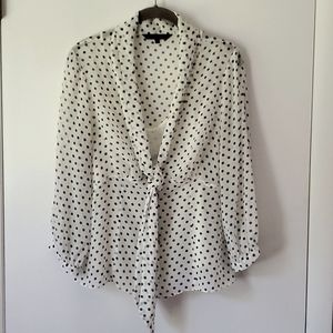 Coast. Off-white and black polka dot blouse with camisole, UK size 16/US size 12